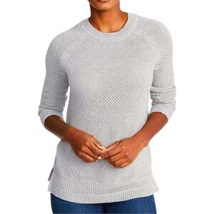 GAP Bella Knit Sweater Top Textured Crewneck Light Heather Gray Pullover Medium